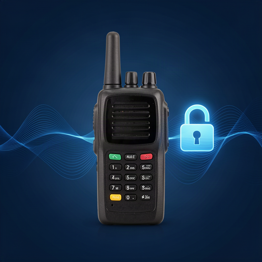 Police scanner radio with encrypted signal theme, representing Michigan agencies going dark to scanners