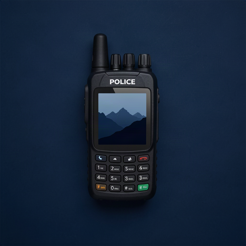 Police scanner against dark background with blue tones representing Colorado radio encryption