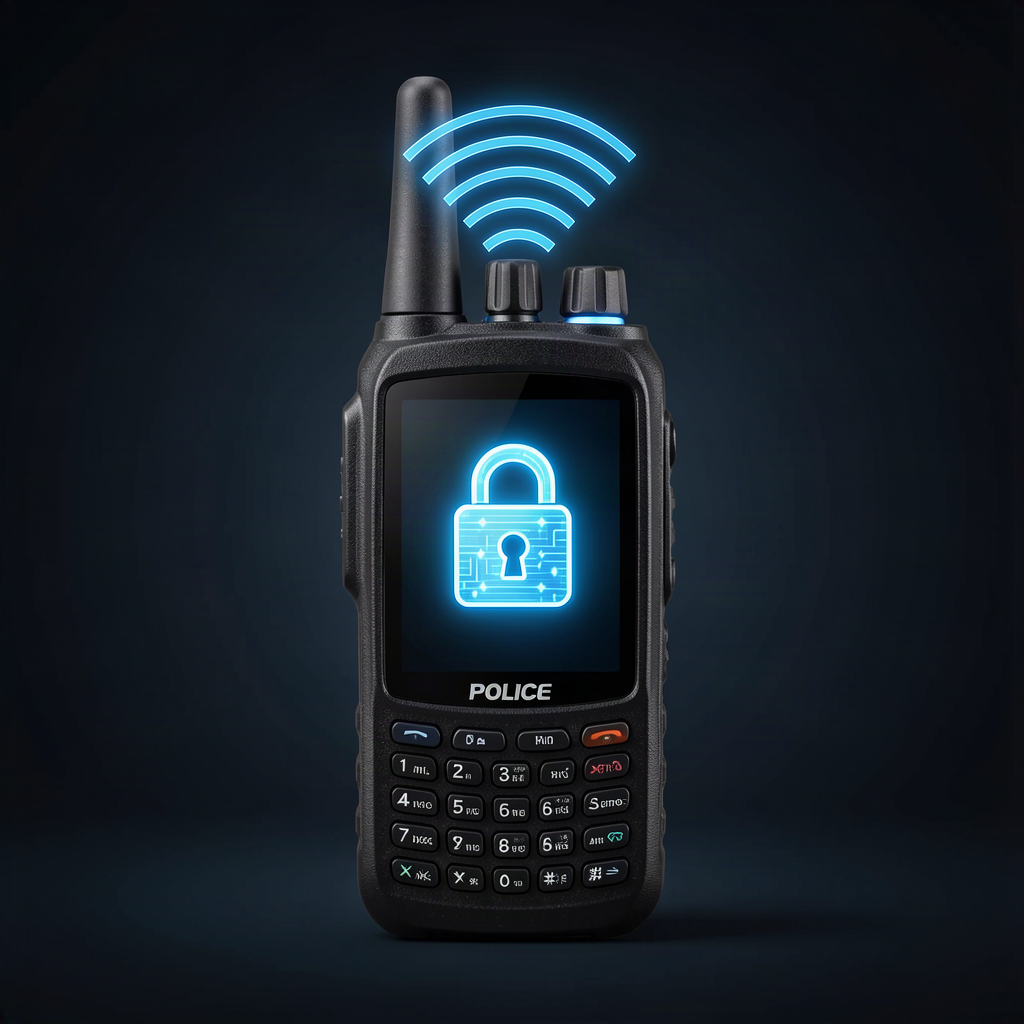 Police scanner with encryption lock concept
