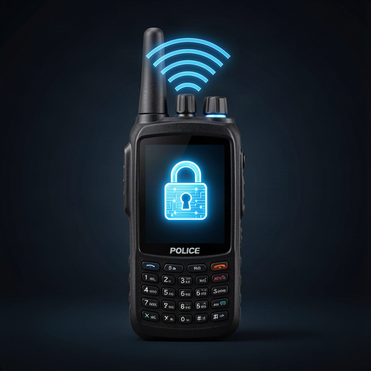 Police scanner with encryption lock concept