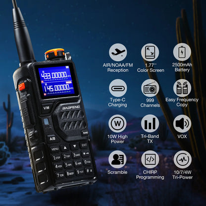 Baofeng K5 Plus Tri-Band Police Scanner – Custom Programmed, 128 Channels