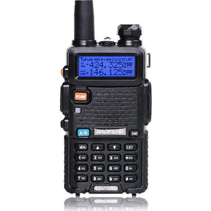 Baofeng UV-5R police scanner in black, front view